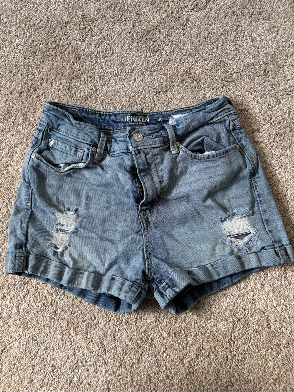 Vanilla Star Distressed Light Blue High-Rise Denim Shorts